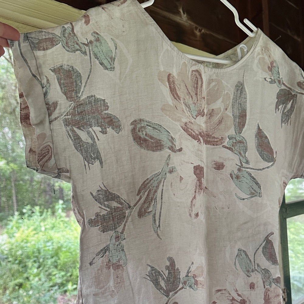 Boxy Linen Floral Women's Top S - Picture 11 of 11